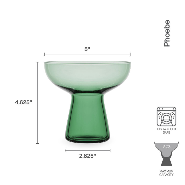 Phoebe Sage Green Glass Margarita Cocktail Set