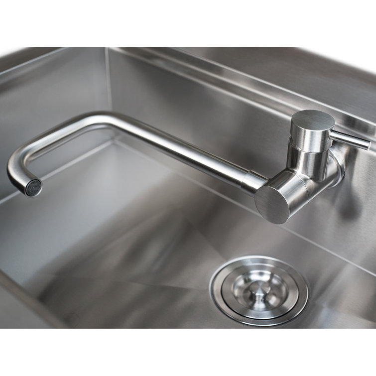 Slate Gray Aluminum Outdoor Kitchen Sink Cabinet with Stainless Steel Faucet