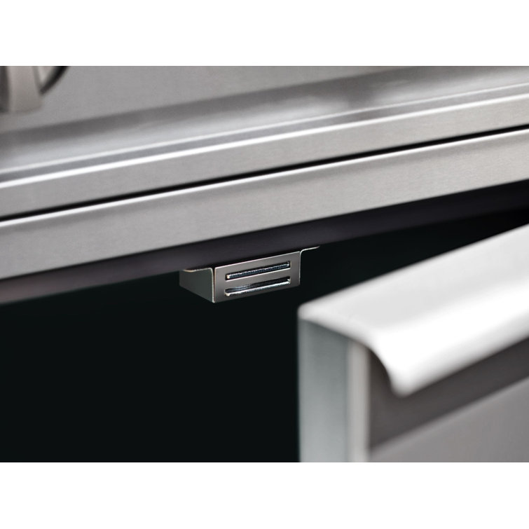 Gray Stainless Steel 40" Gas Grill Cabinet with Driftwood Finish