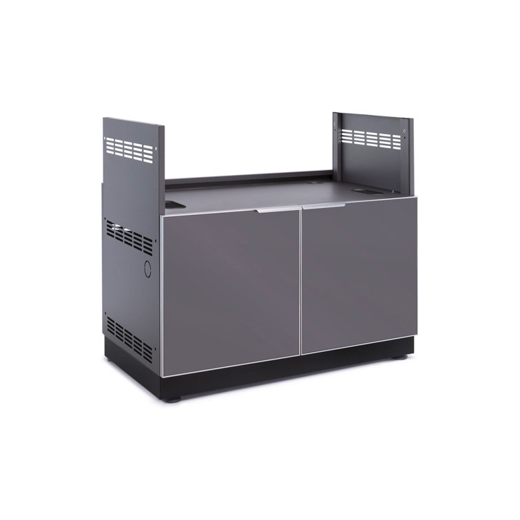 Gray Stainless Steel 40" Gas Grill Cabinet with Driftwood Finish