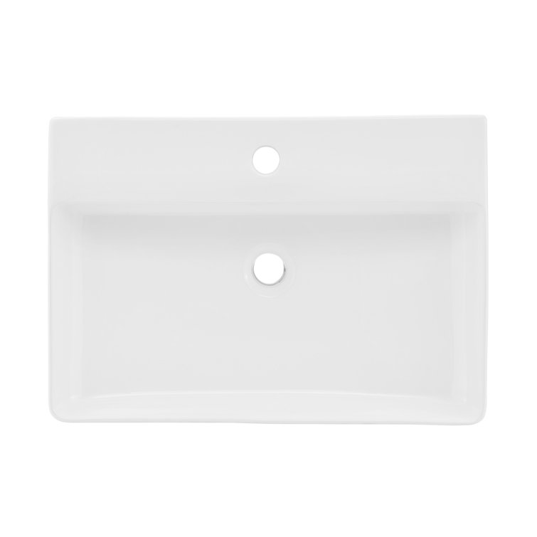 White Glossy Ceramic Square Pedestal Sink