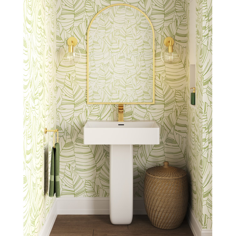 White Glossy Ceramic Square Pedestal Sink