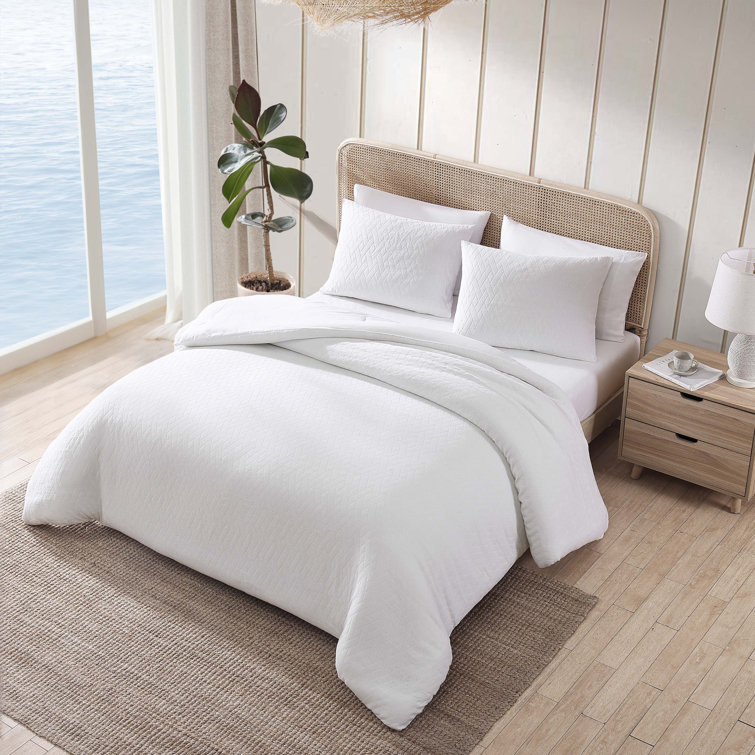 King White Cotton Wicker Weave Duvet Set