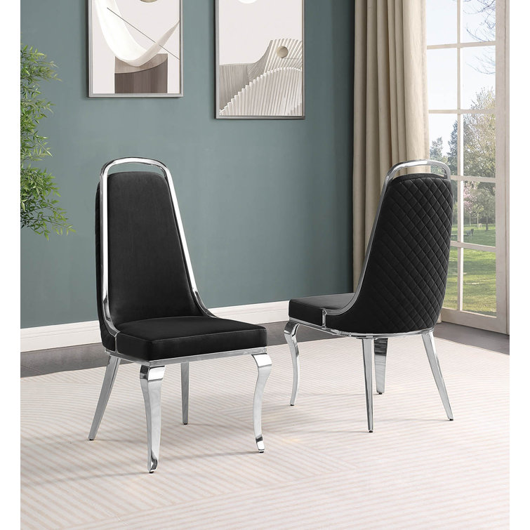Khiri White Marble Top Pedestal Dining Set with Black Chairs