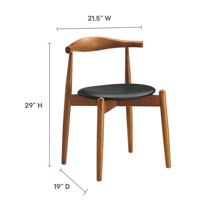 Dark Walnut Black Faux Leather Upholstered Side Chair Set