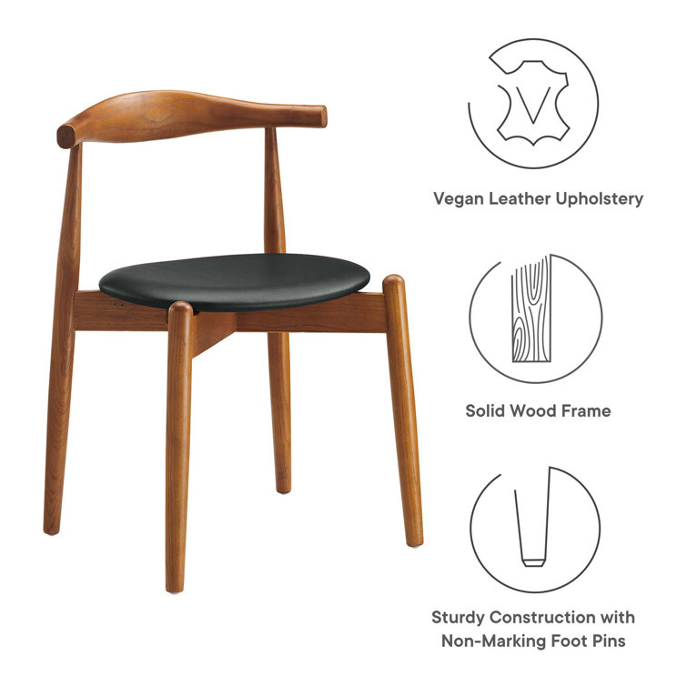 Dark Walnut Black Faux Leather Upholstered Side Chair Set