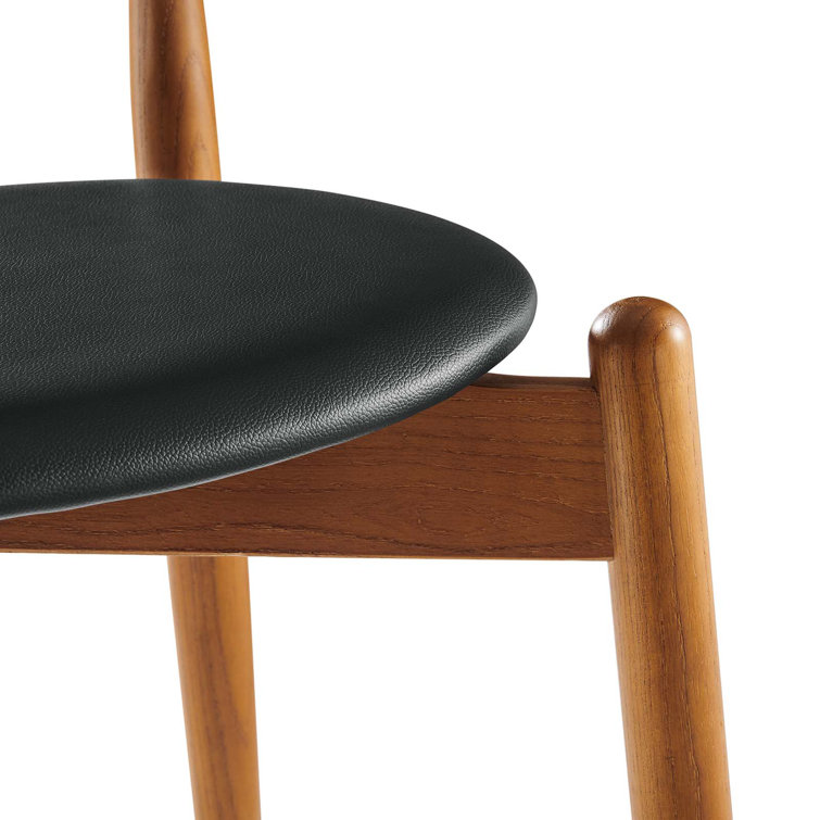 Dark Walnut Black Faux Leather Upholstered Side Chair Set