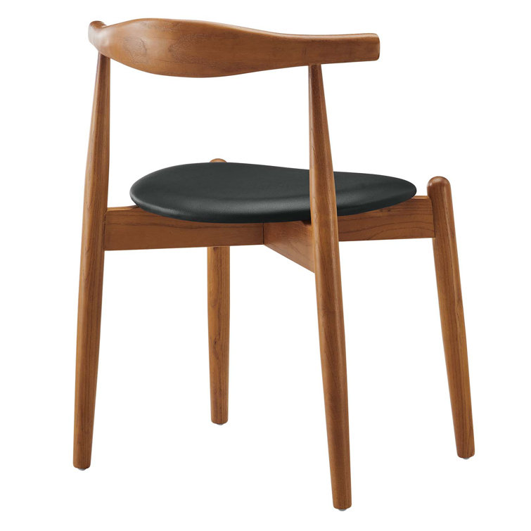 Dark Walnut Black Faux Leather Upholstered Side Chair Set