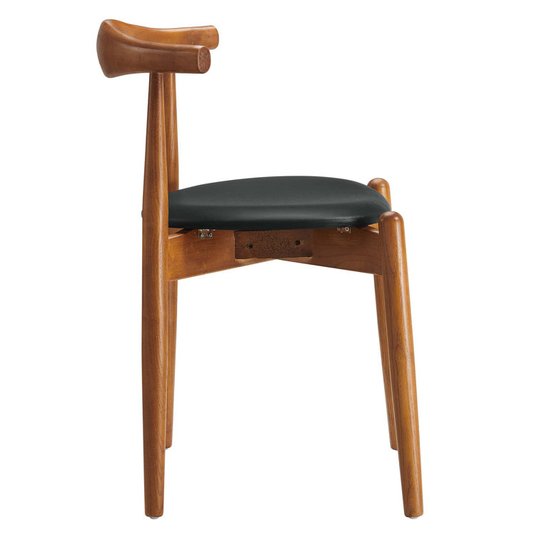 Dark Walnut Black Faux Leather Upholstered Side Chair Set