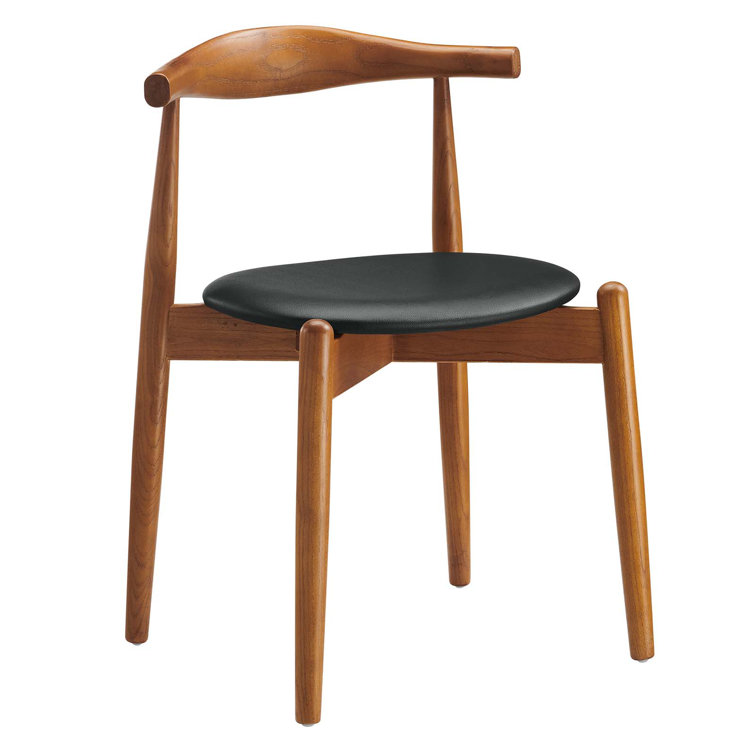 Dark Walnut Black Faux Leather Upholstered Side Chair Set