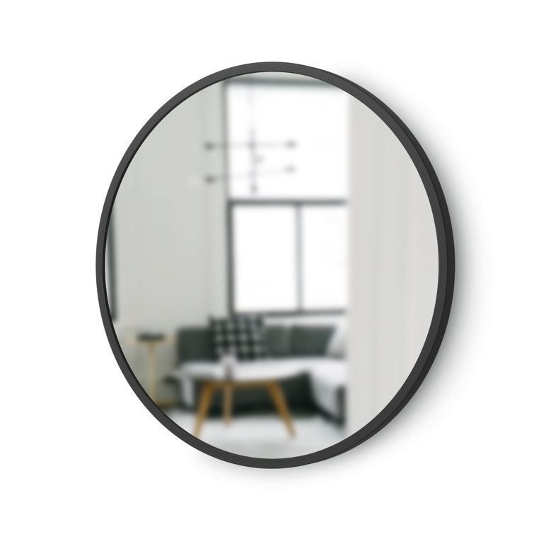 Umbra Hub 20" Industrial Black Rubber Round Wall Mirror