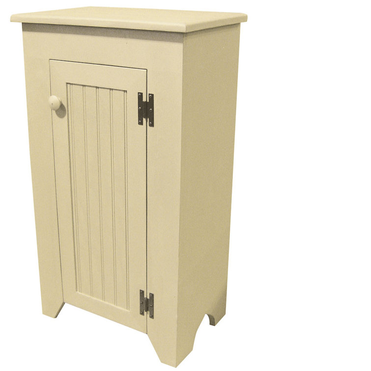 Cream Pine Wood Office Accent Cabinet with Black Hardware