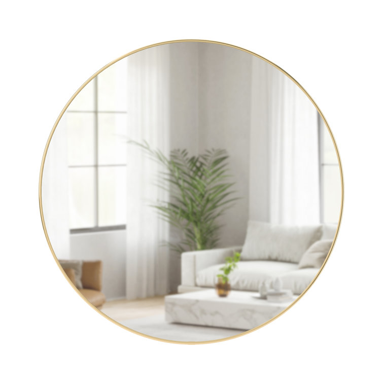 Elegant 36.5" Round Wall Mirror in Bronze and Gold Finish