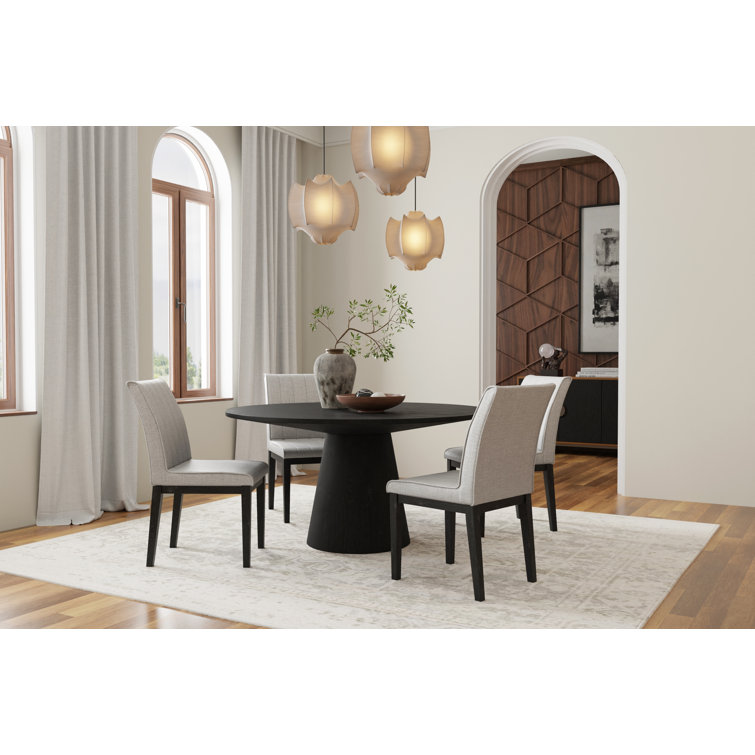 Vintage Black Round Pedestal Dining Table with Reclaimed Wood