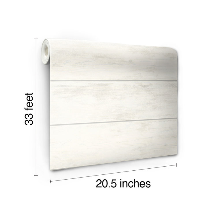 White Embossed Woodgrain Shiplap Wallpaper