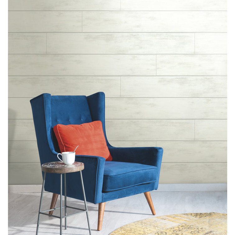White Embossed Woodgrain Shiplap Wallpaper