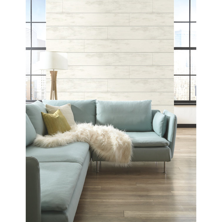 White Embossed Woodgrain Shiplap Wallpaper