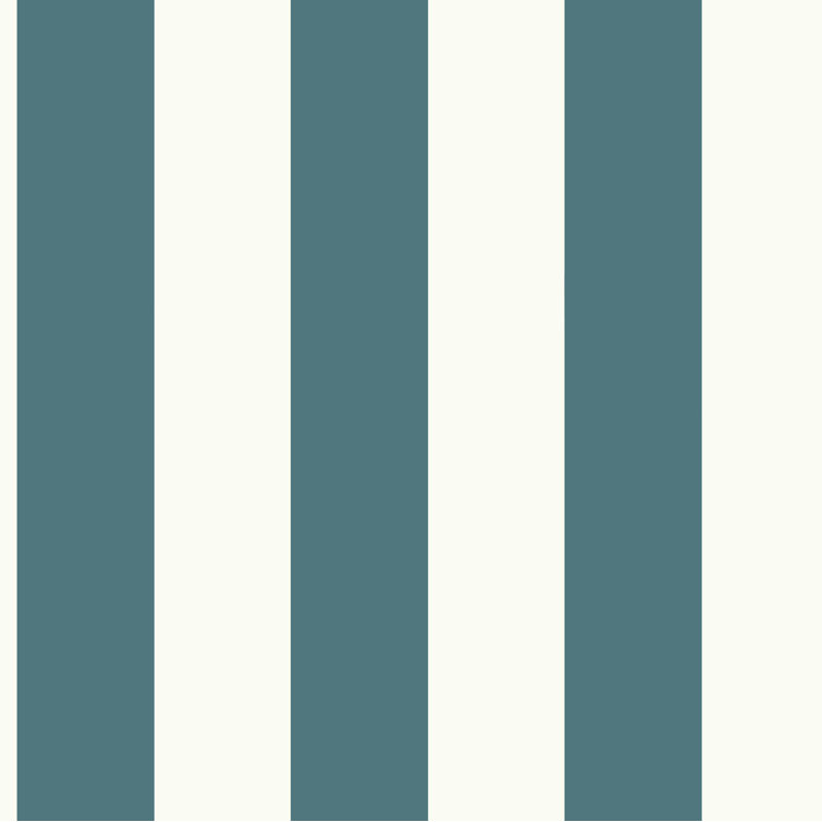 Teal Blue and White Striped Vinyl Wallpaper