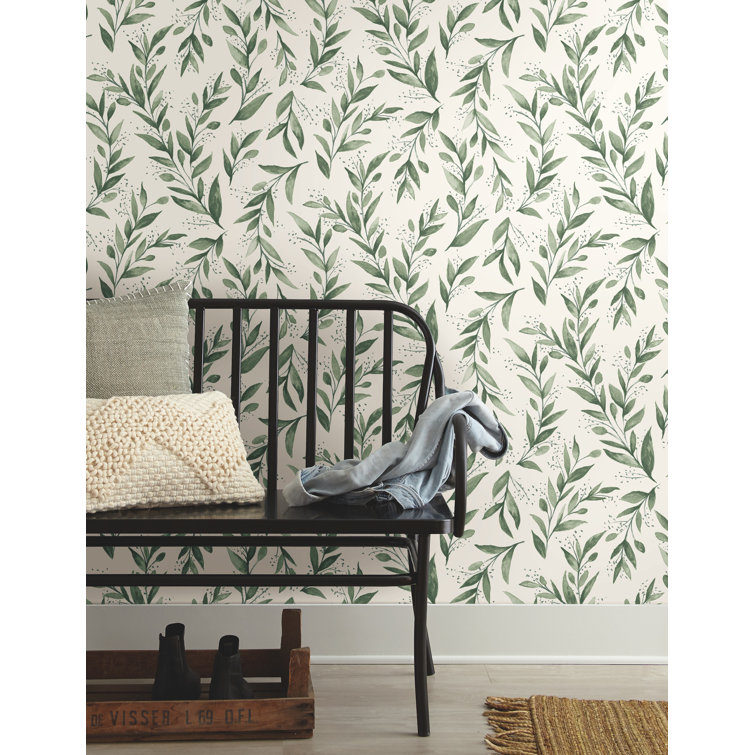 Olive Branch Green Peel and Stick Wallpaper