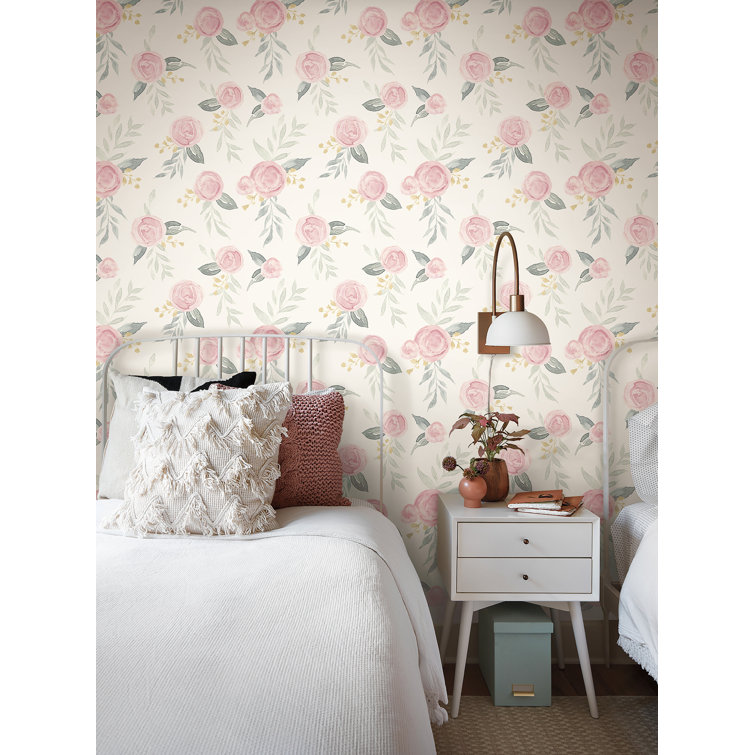 Pink Floral Blooms Self-Adhesive Removable Wallpaper