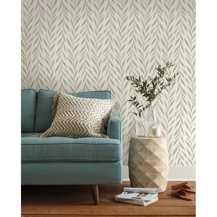Green Willow Pattern Peel and Stick Vinyl Wallpaper