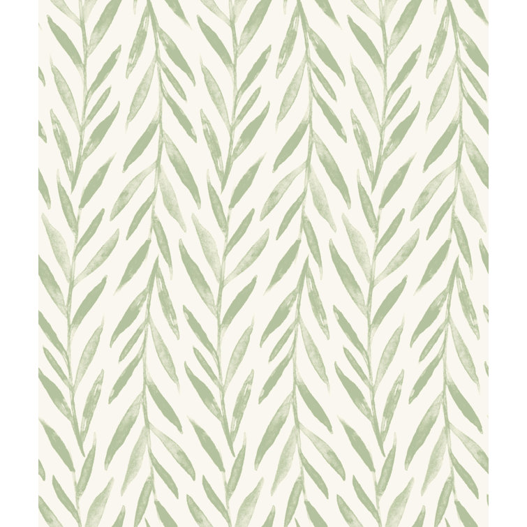 Green Willow Pattern Peel and Stick Vinyl Wallpaper