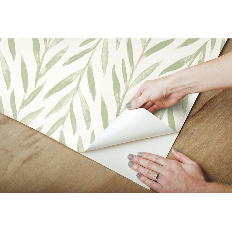 Green Willow Pattern Peel and Stick Vinyl Wallpaper