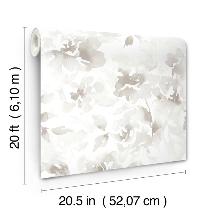 Neutral Floral Watercolor Removable Wallpaper Roll