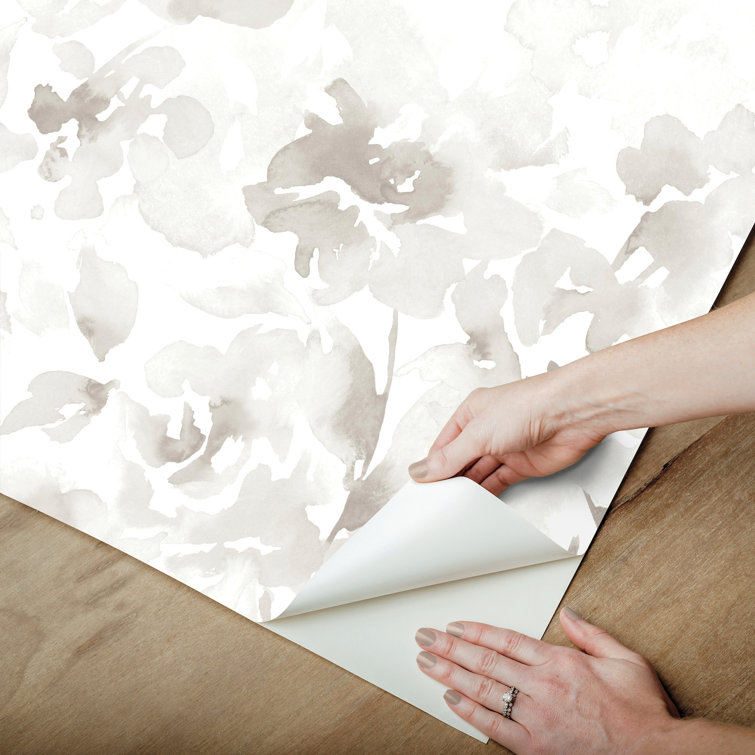 Neutral Floral Watercolor Removable Wallpaper Roll