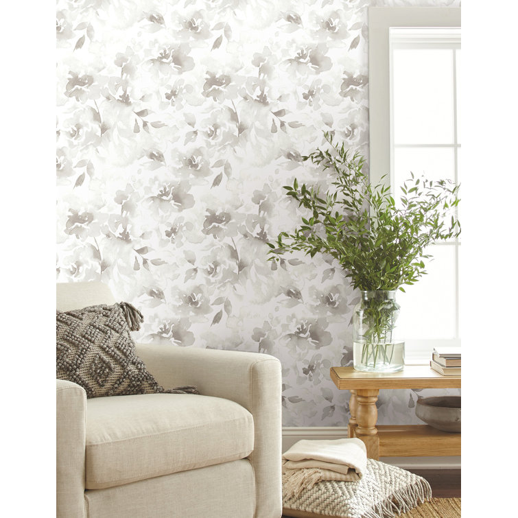 Neutral Floral Watercolor Removable Wallpaper Roll