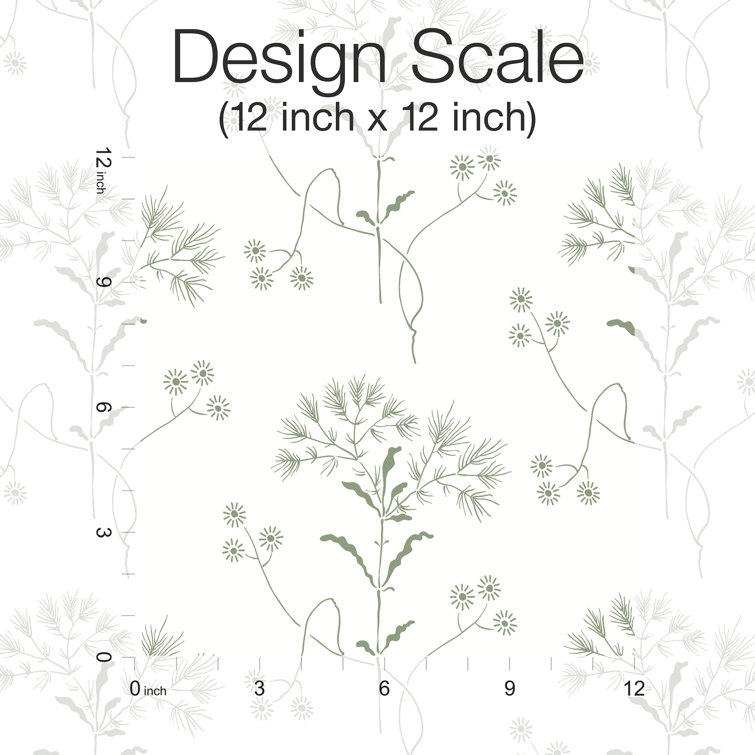 Green and White Wildflower Self-Adhesive Wallpaper Roll