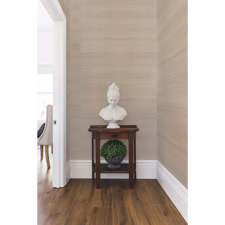 Beige and Gray Grasscloth Non-Pasted Wallpaper