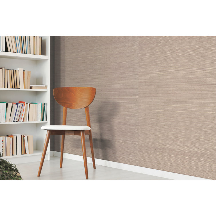 Beige and Gray Grasscloth Non-Pasted Wallpaper