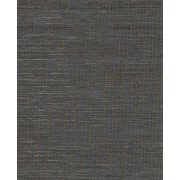 Gray and Black Grasscloth Removable Wallpaper