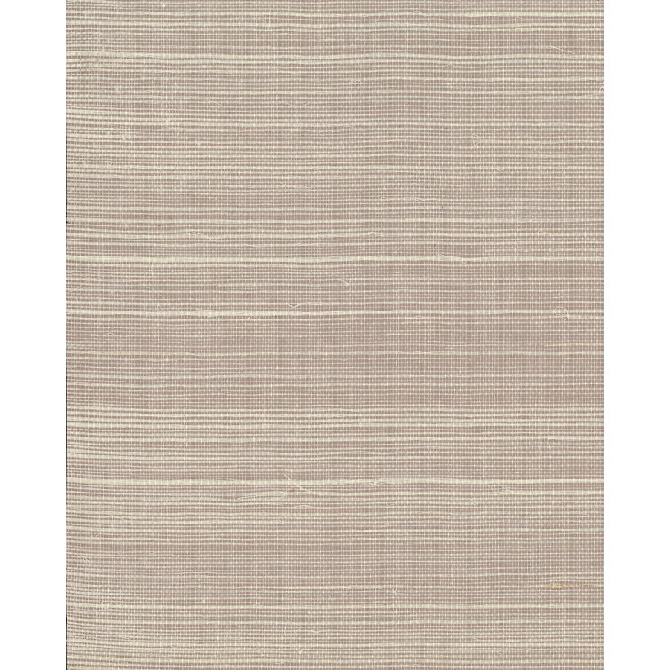 Beige and Gray Grasscloth Non-Pasted Wallpaper