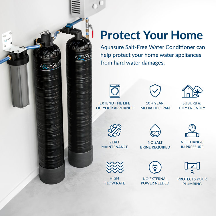 Aquasure Black 10 GPM Salt-Free Water Conditioner System Bundle