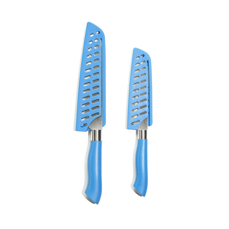 Eco-Friendly Blue High Carbon Stainless Steel Santoku Knife Set