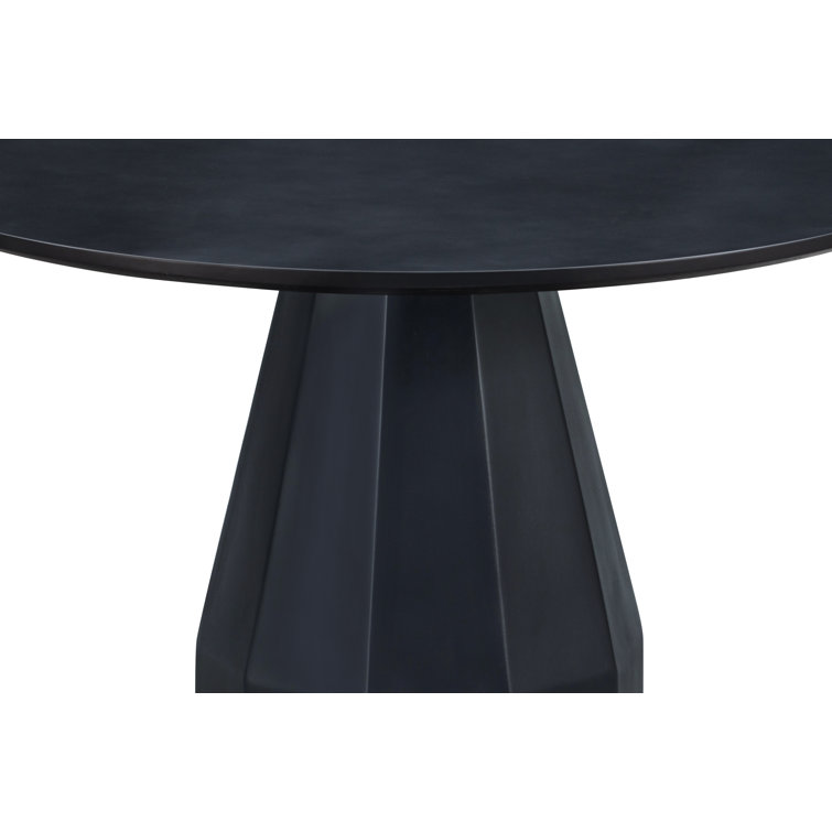 Aldora Black Concrete Round Outdoor Dining Table (47")