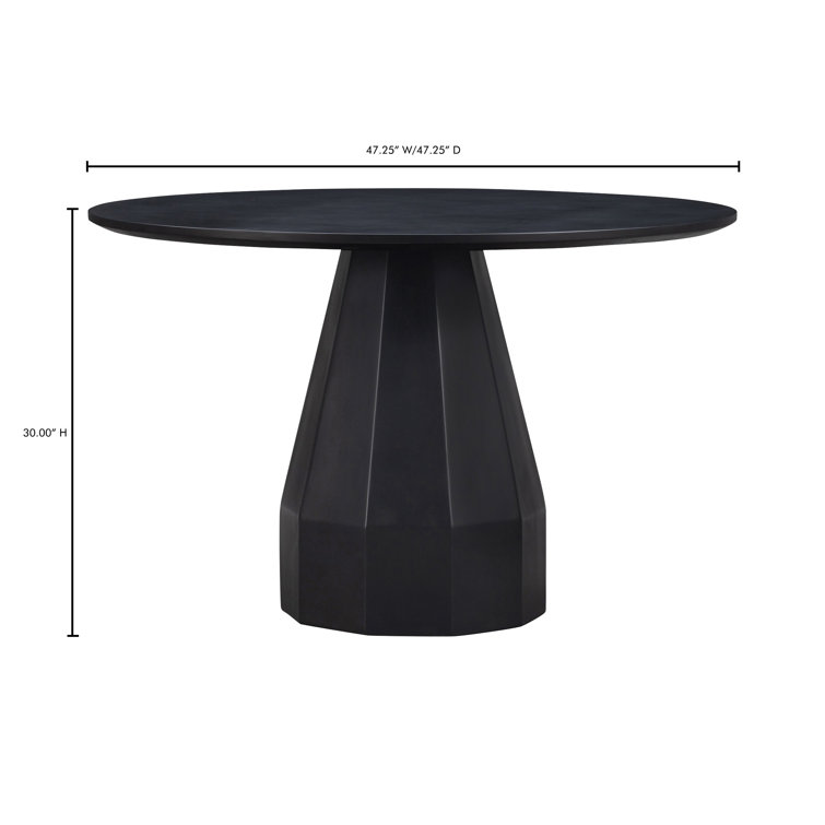 Aldora Black Concrete Round Outdoor Dining Table (47")