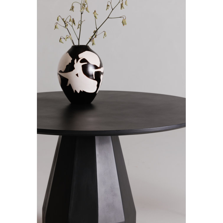 Aldora Black Concrete Round Outdoor Dining Table (47")