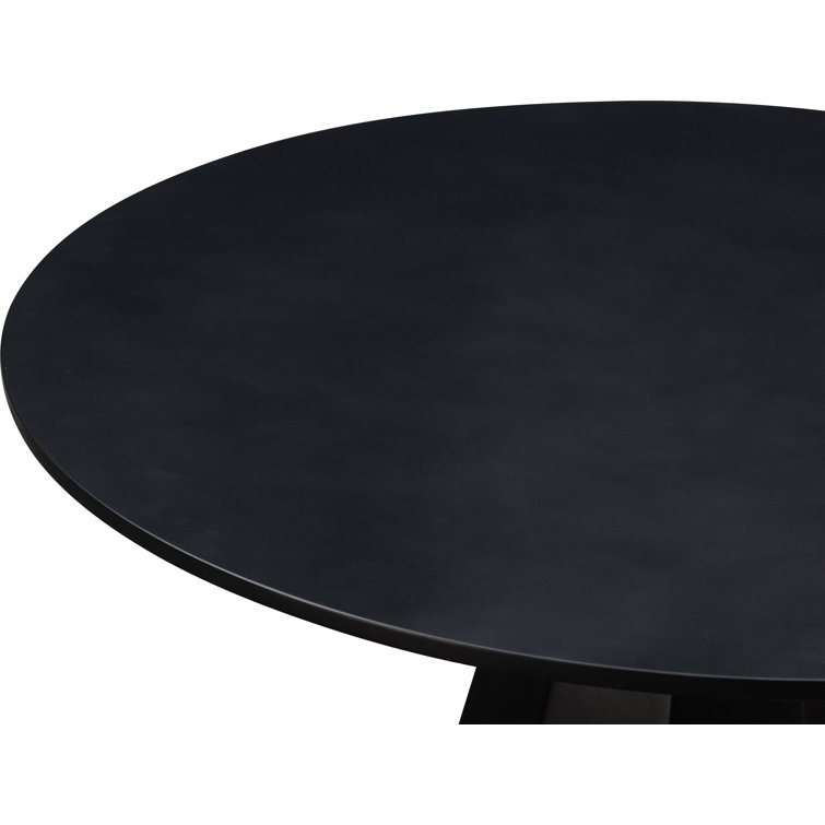 Aldora Black Concrete Round Outdoor Dining Table (47")