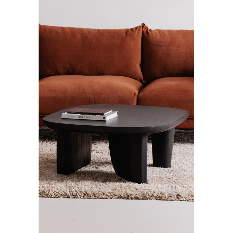 Black Solid Wood Sculptural Coffee Table