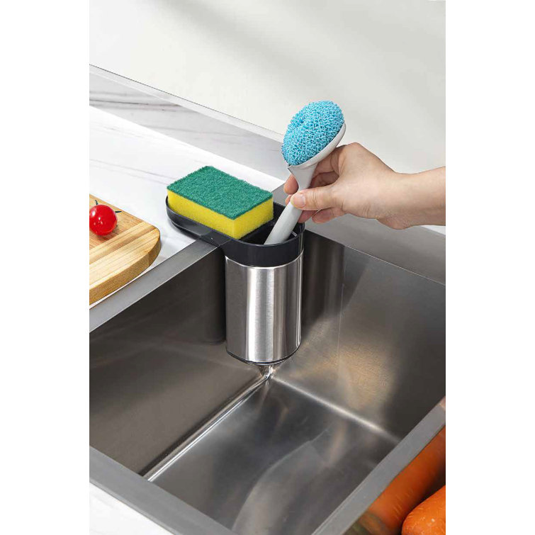 Stainless Steel In-Sink Sponge and Brush Holder with Suction Mount