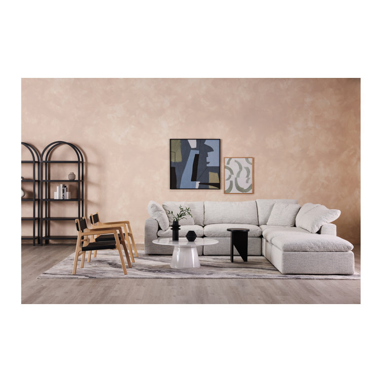 Minimalist Beige Leather and Ash Wood Accent Chair