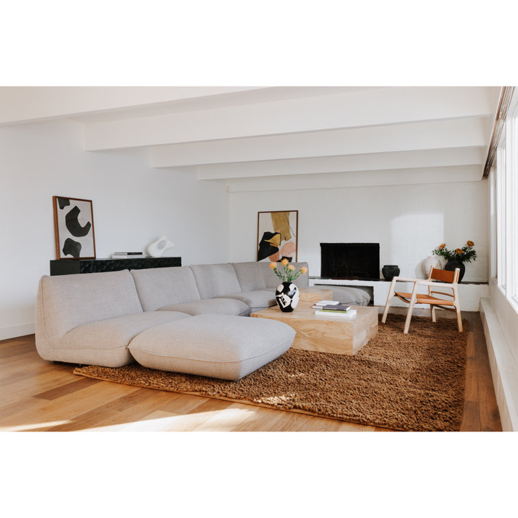 Minimalist Beige Leather and Ash Wood Accent Chair