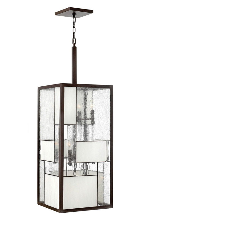 Mondrian 12-Light Buckeye Bronze Chandelier with Copper Foil Glass