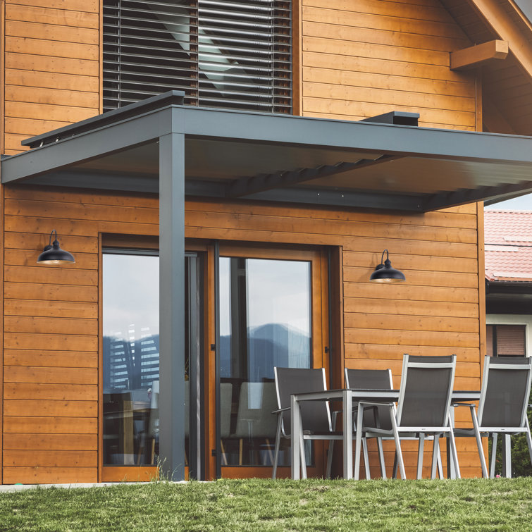 Black Aluminum Outdoor Gooseneck Barn Light with Dome Shade