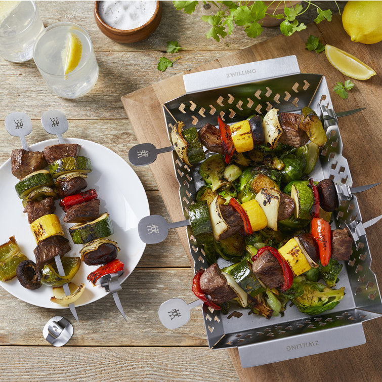 Outdoor Bamboo and Stainless Steel 13-Piece BBQ Tool Set