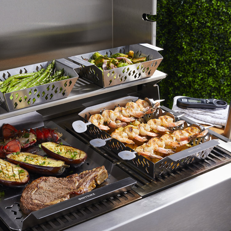 Outdoor Bamboo and Stainless Steel 13-Piece BBQ Tool Set