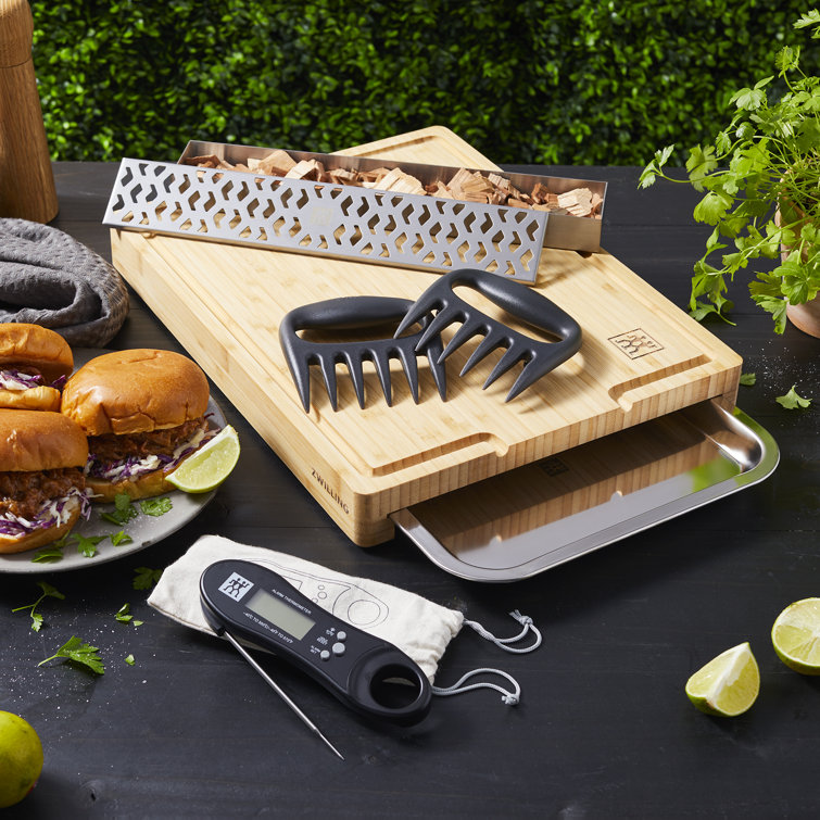 Outdoor Bamboo and Stainless Steel 13-Piece BBQ Tool Set